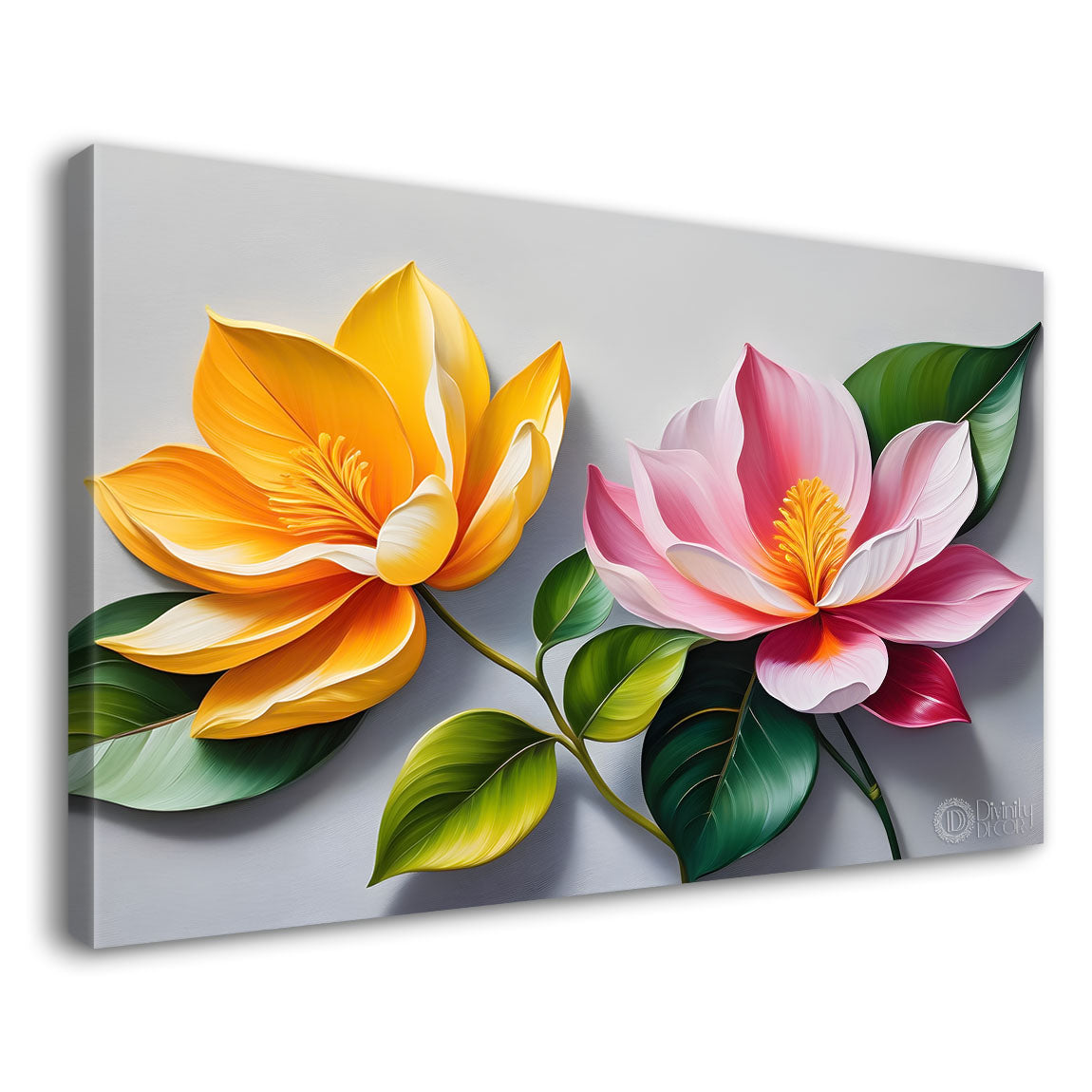 Yellow and pink flower in the grey background- Flower-273