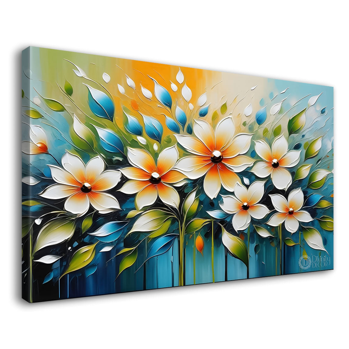 White flowers in the blue background- Flower-274