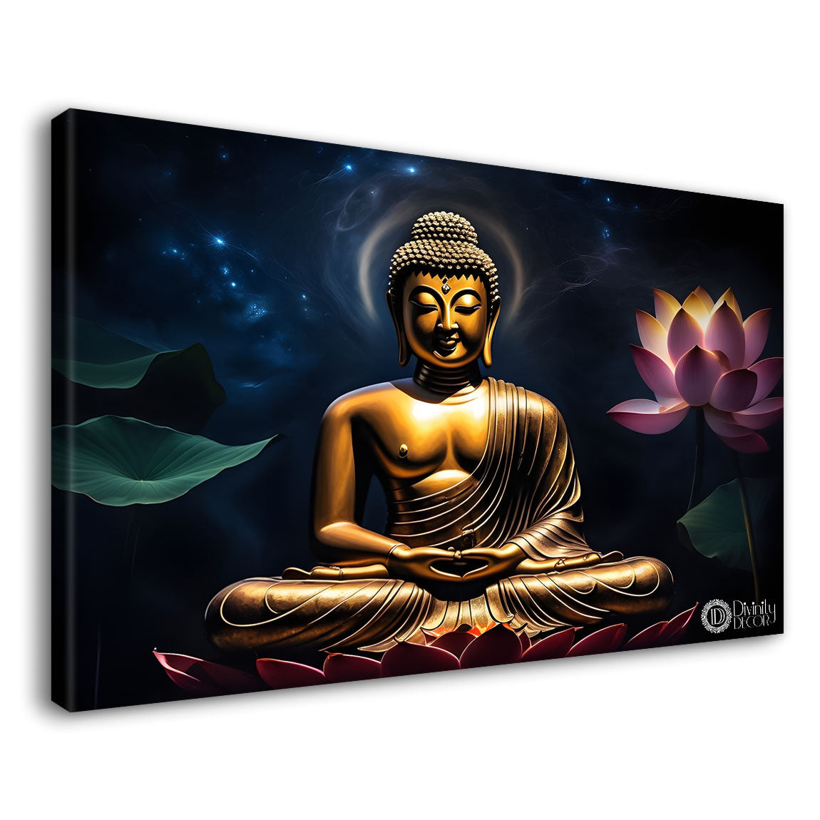 Buddha with dark and green textured background painting Canvas Wall Painting - Buddha-276