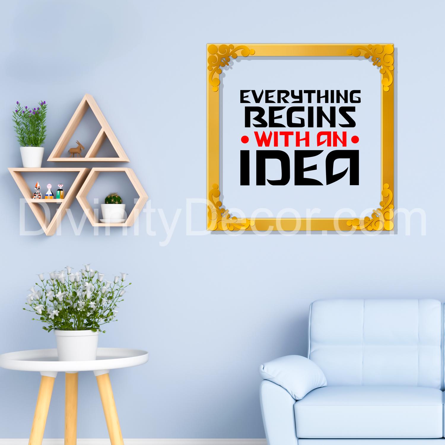 Motivational quote Golden Plaque for Gifting, Wall Décor Clear UV print with Golden Border-276