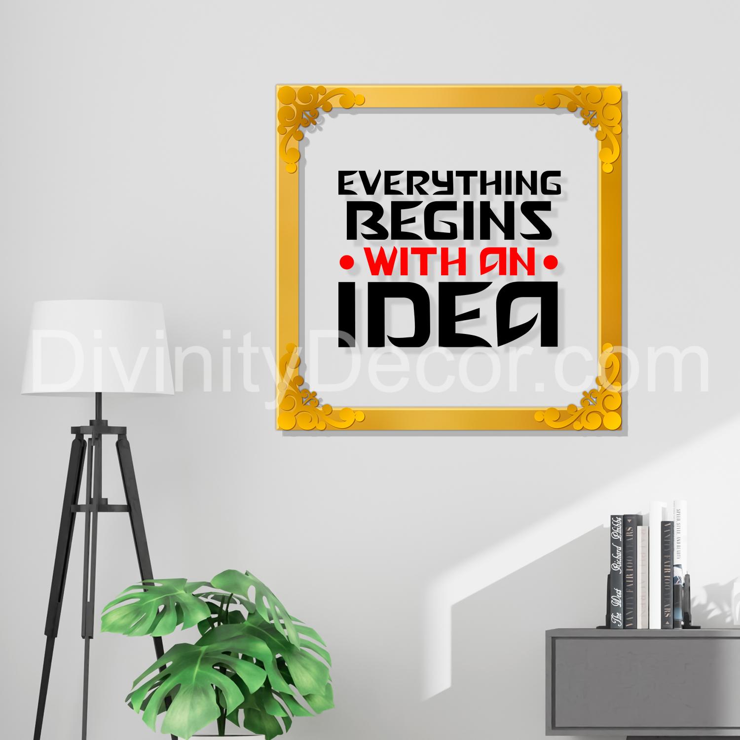 Motivational quote Golden Plaque for Gifting, Wall Décor Clear UV print with Golden Border-276