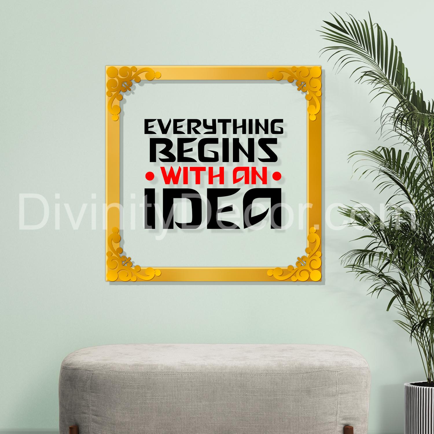 Motivational quote Golden Plaque for Gifting, Wall Décor Clear UV print with Golden Border-276