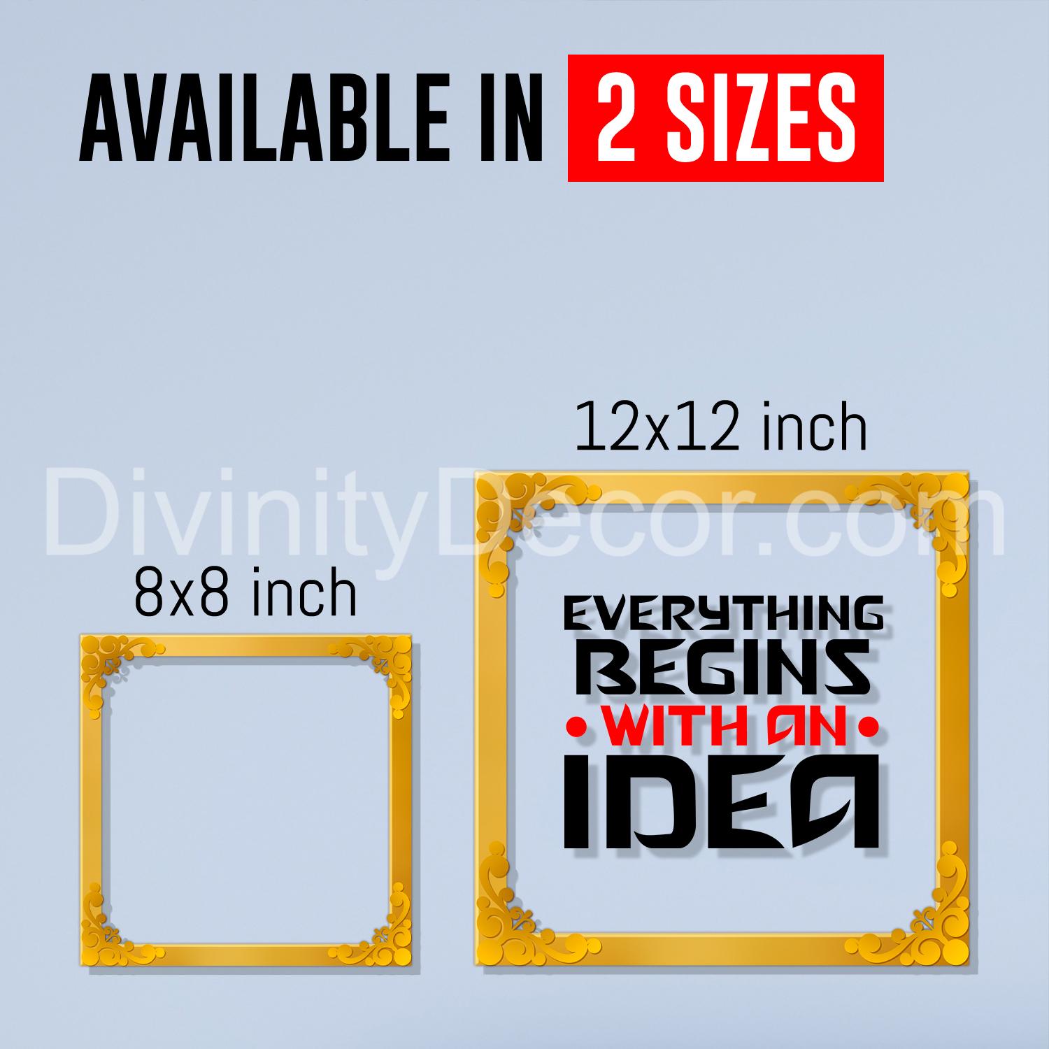 Motivational quote Golden Plaque for Gifting, Wall Décor Clear UV print with Golden Border-276