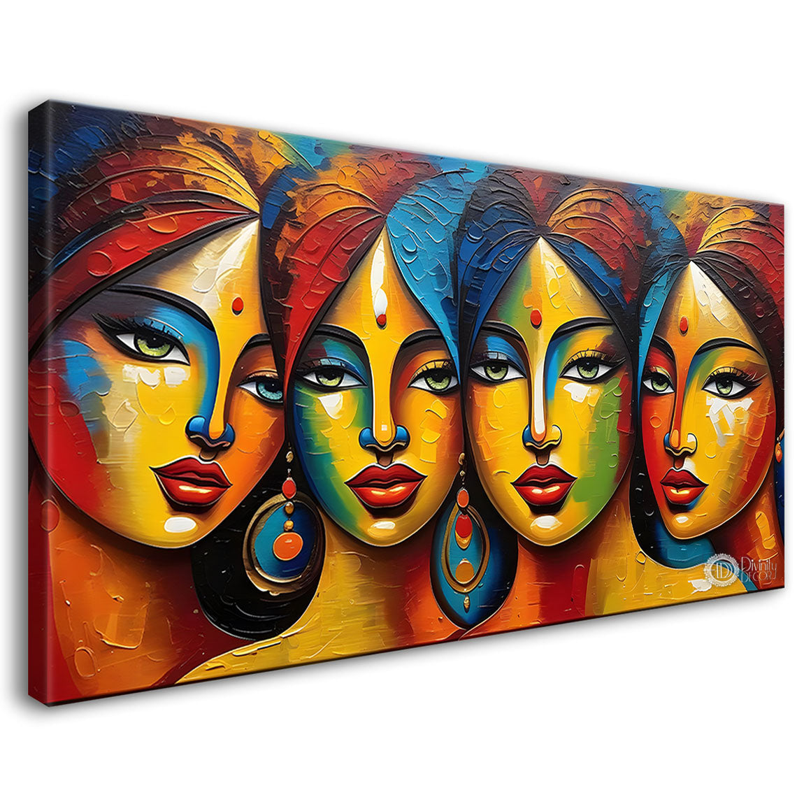 Multiple face colorful textured art Canvas Painting - Design - Modern-L-276