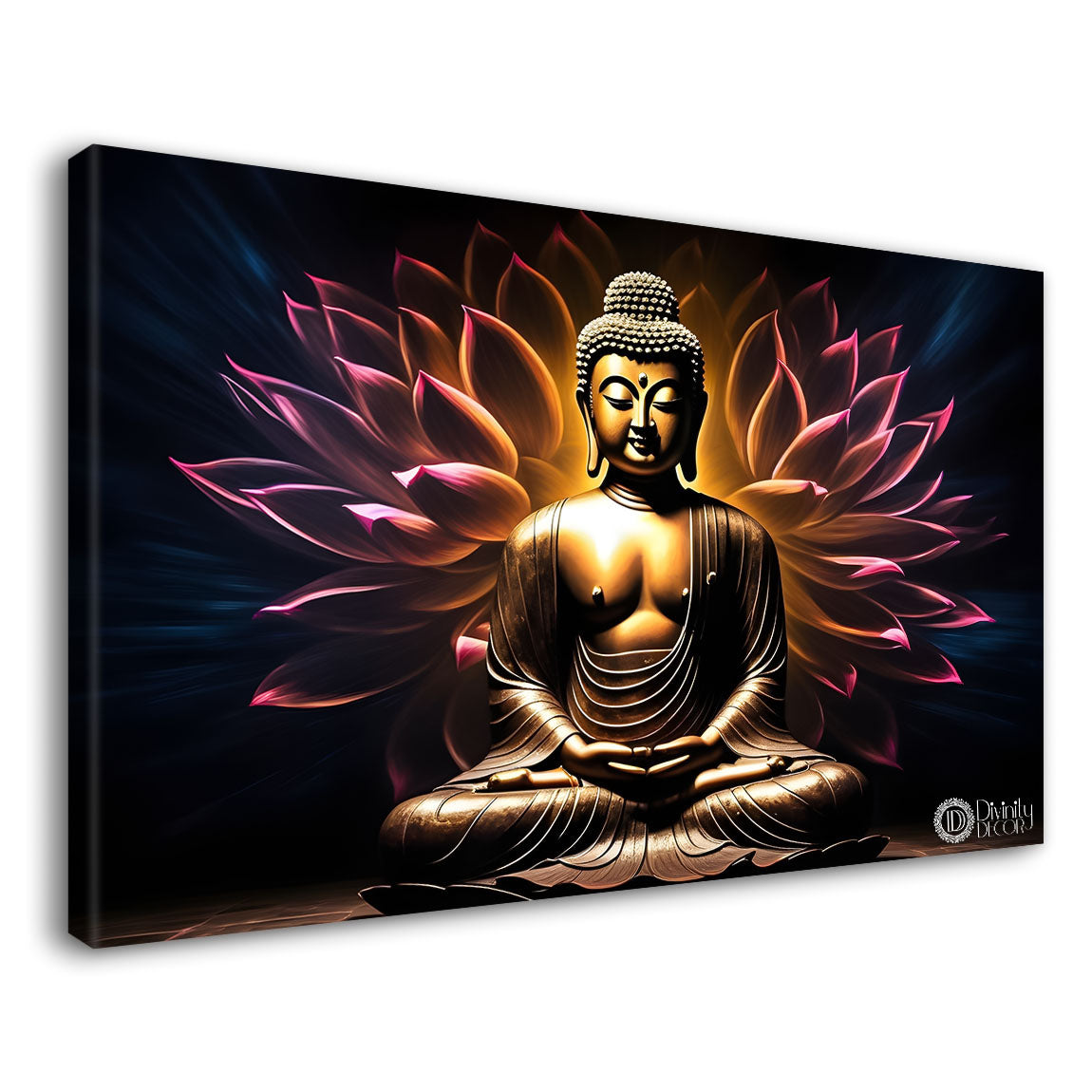 Buddha with dark and yellow textured background painting Canvas Wall Painting - Buddha-277