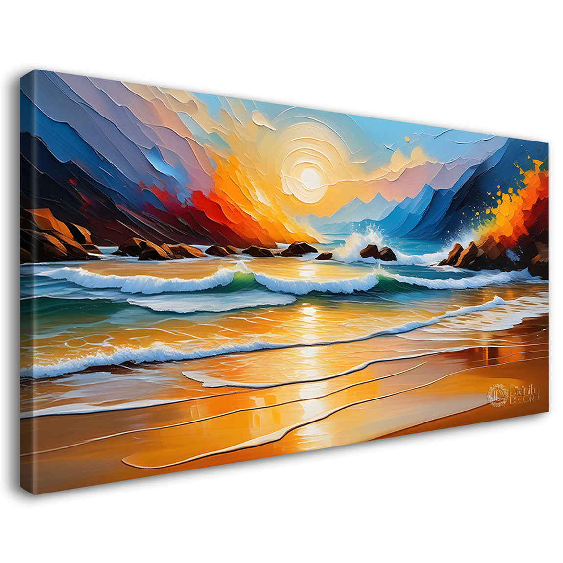 Waves and rock painting Canvas Painting - Nature Art -277
