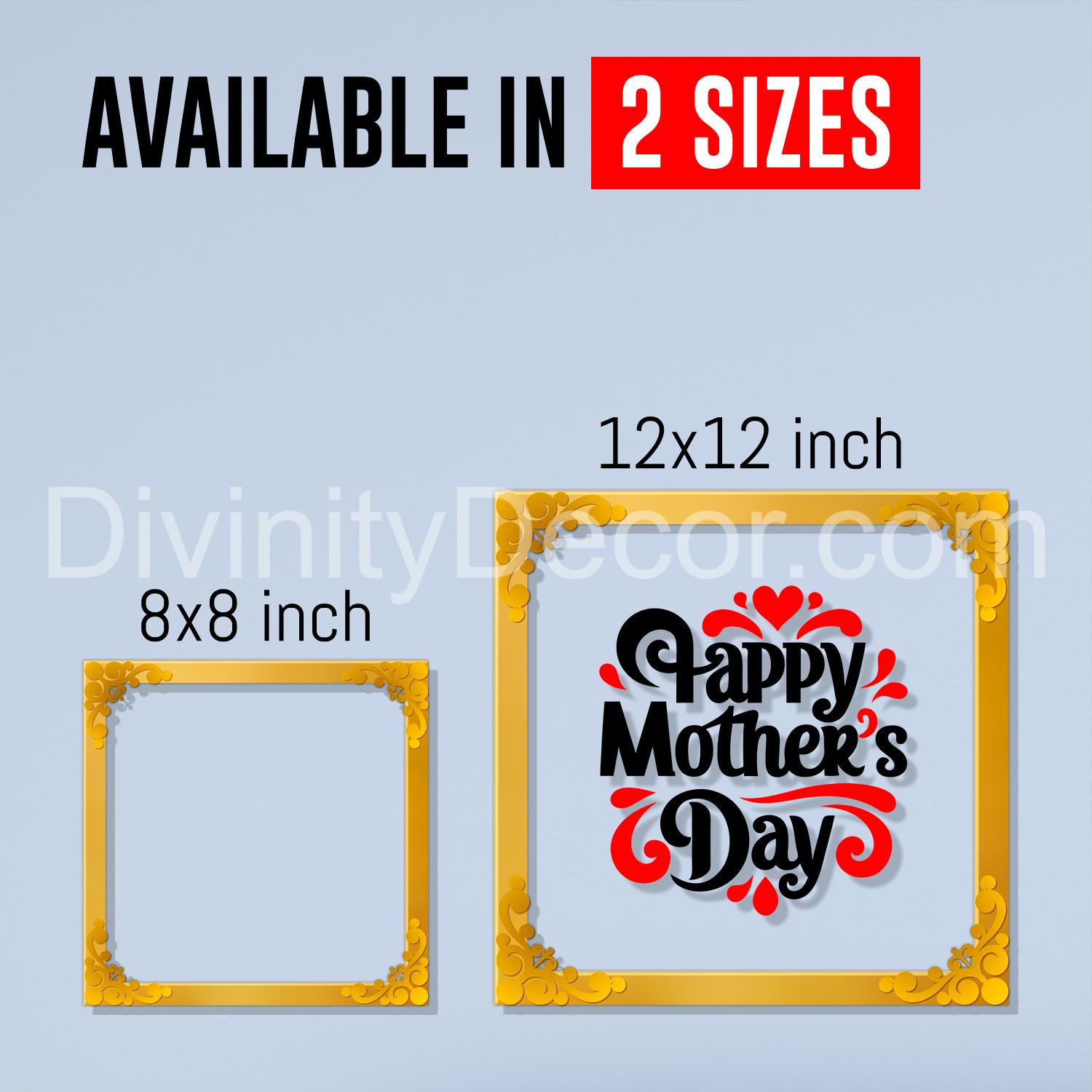 Happy mother's day Golden Plaque for Gifting, Wall Décor Clear UV print with Golden Border-279