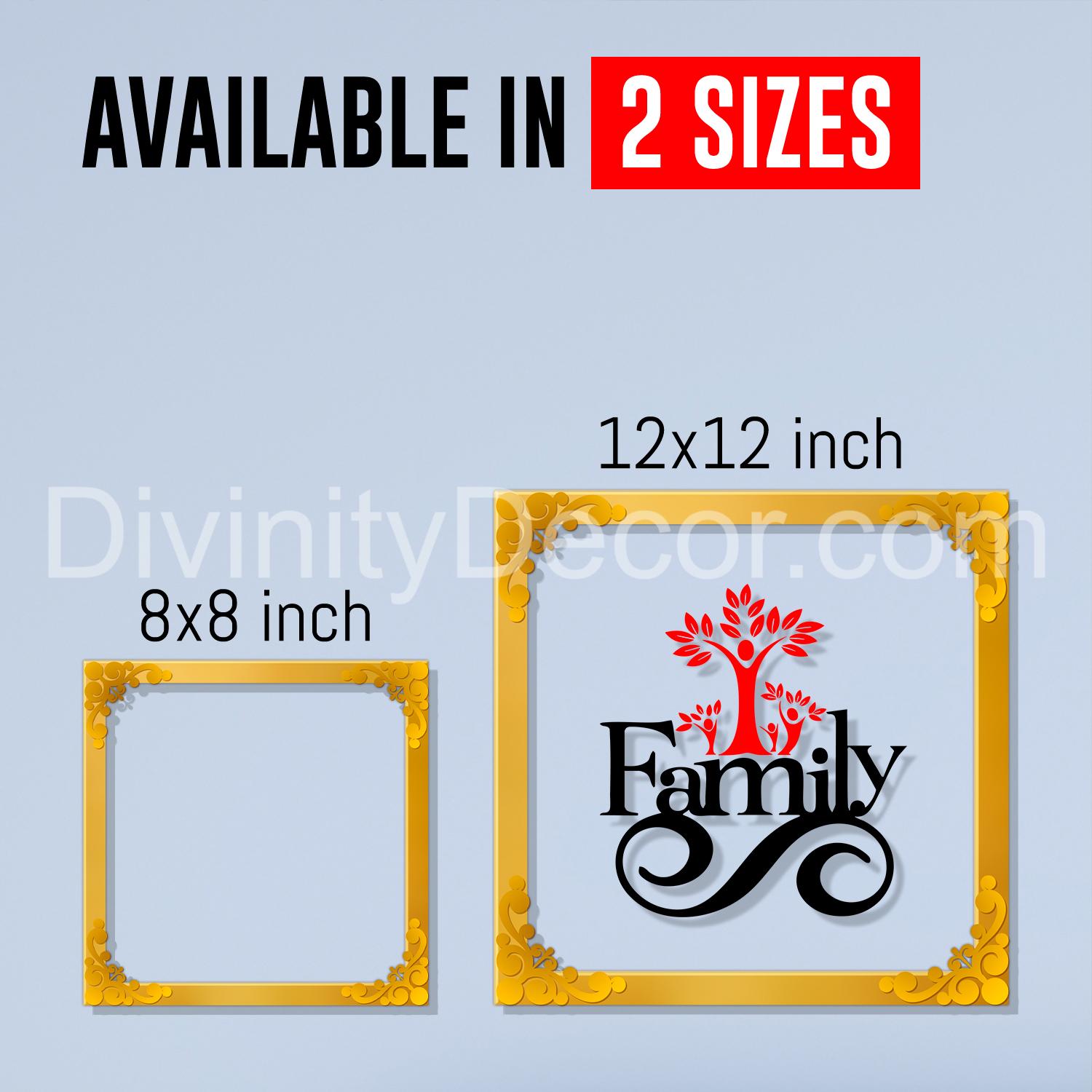 Family first Golden Plaque for Gifting, Wall Decor Clear UV print with Golden Border-27