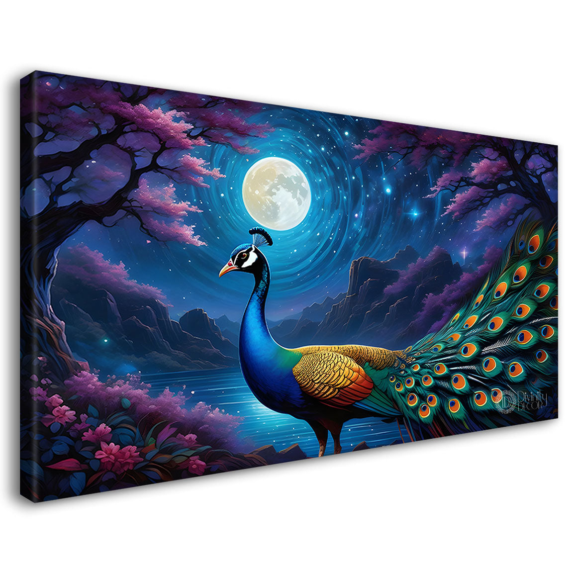 Peacock in the night modern art Canvas Painting - Design - Peacock-27