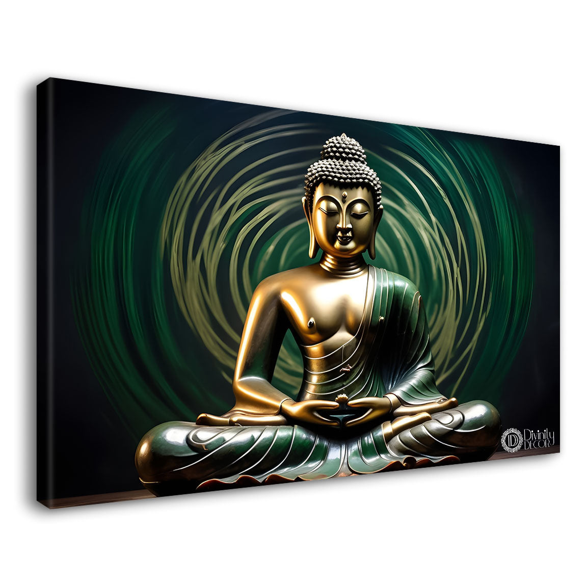 Buddha with dark and green textured background painting Canvas Wall Painting - Buddha-284
