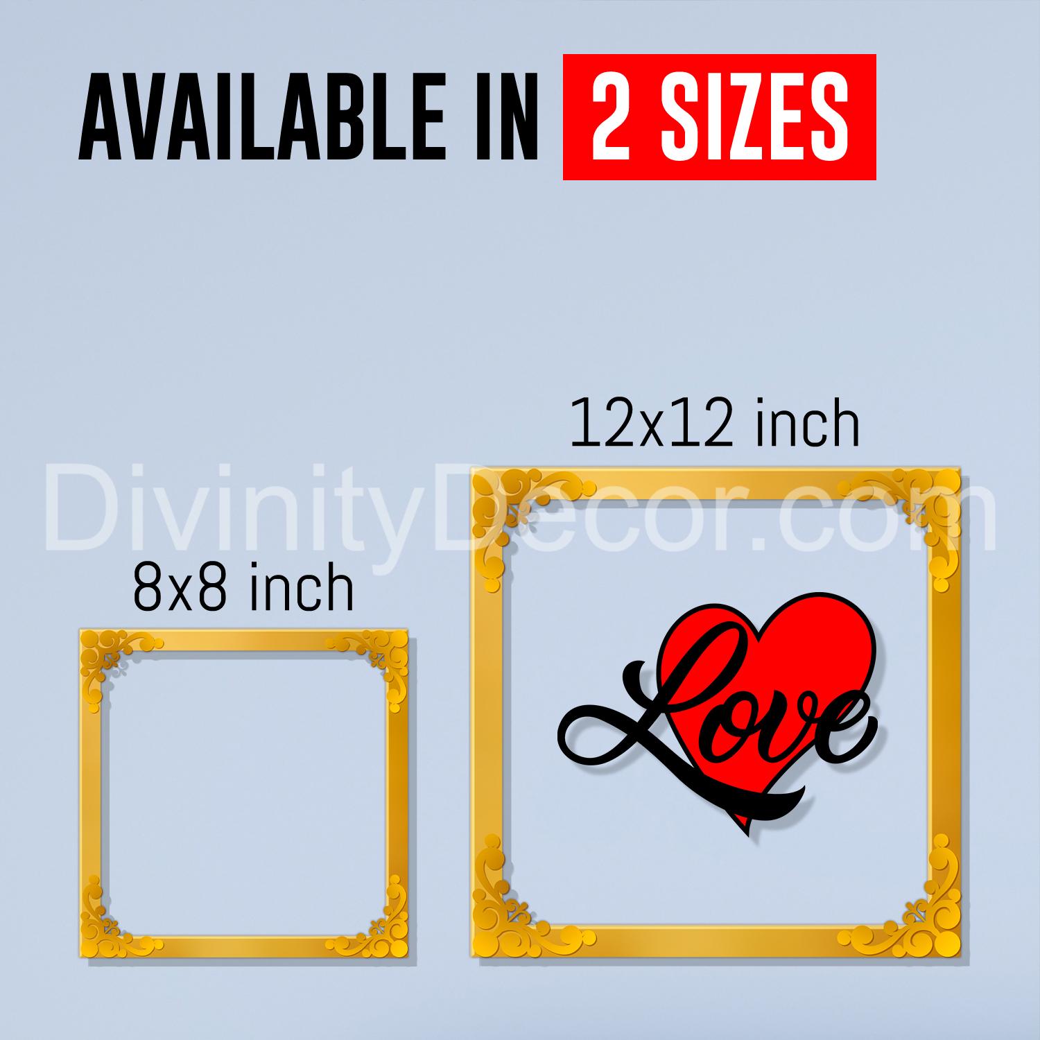 Love with heart Golden Plaque for Gifting, Wall Décor Clear UV print with Golden Border-284