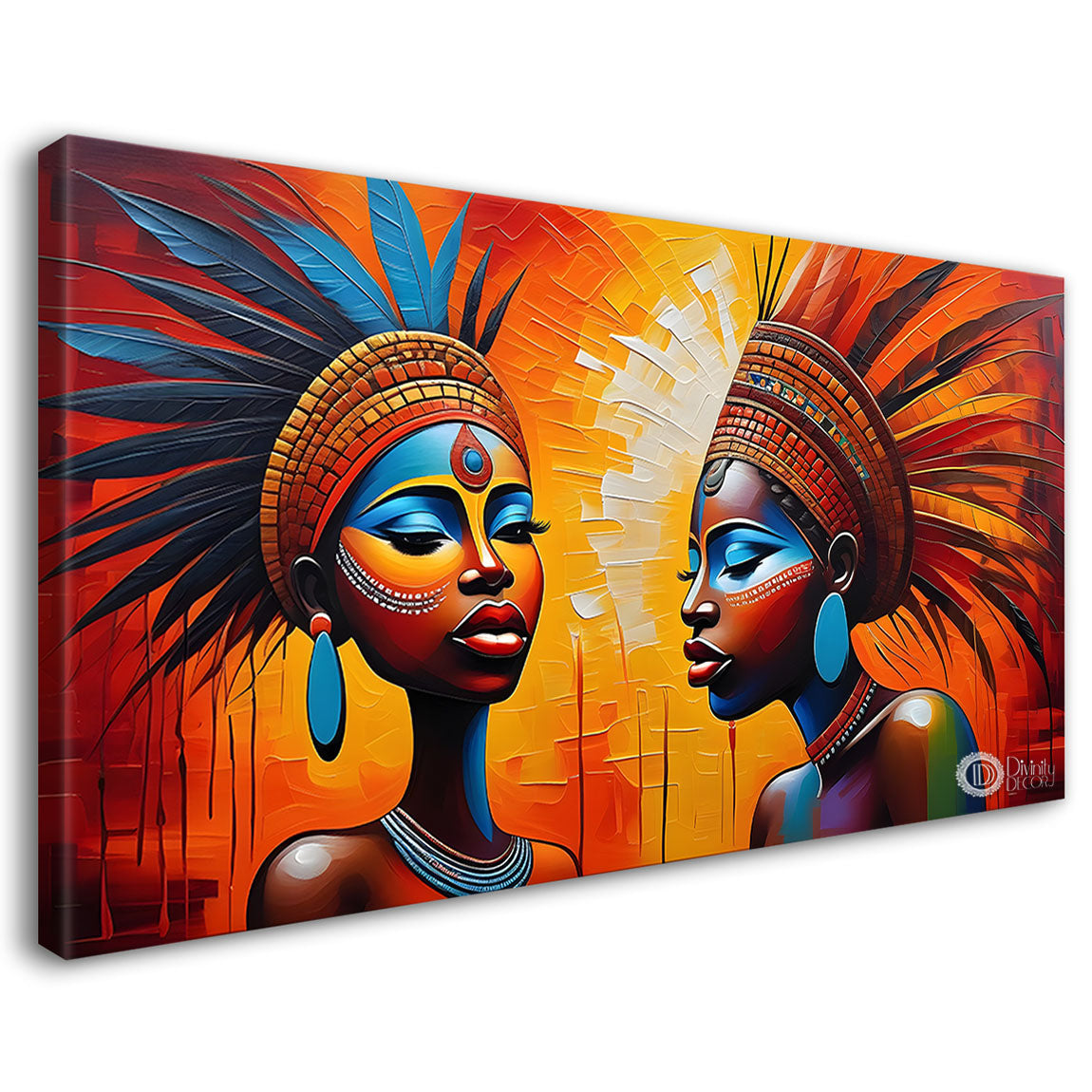 Beautiful tribal women textured modern art Canvas Painting - Design - Modern-L-284