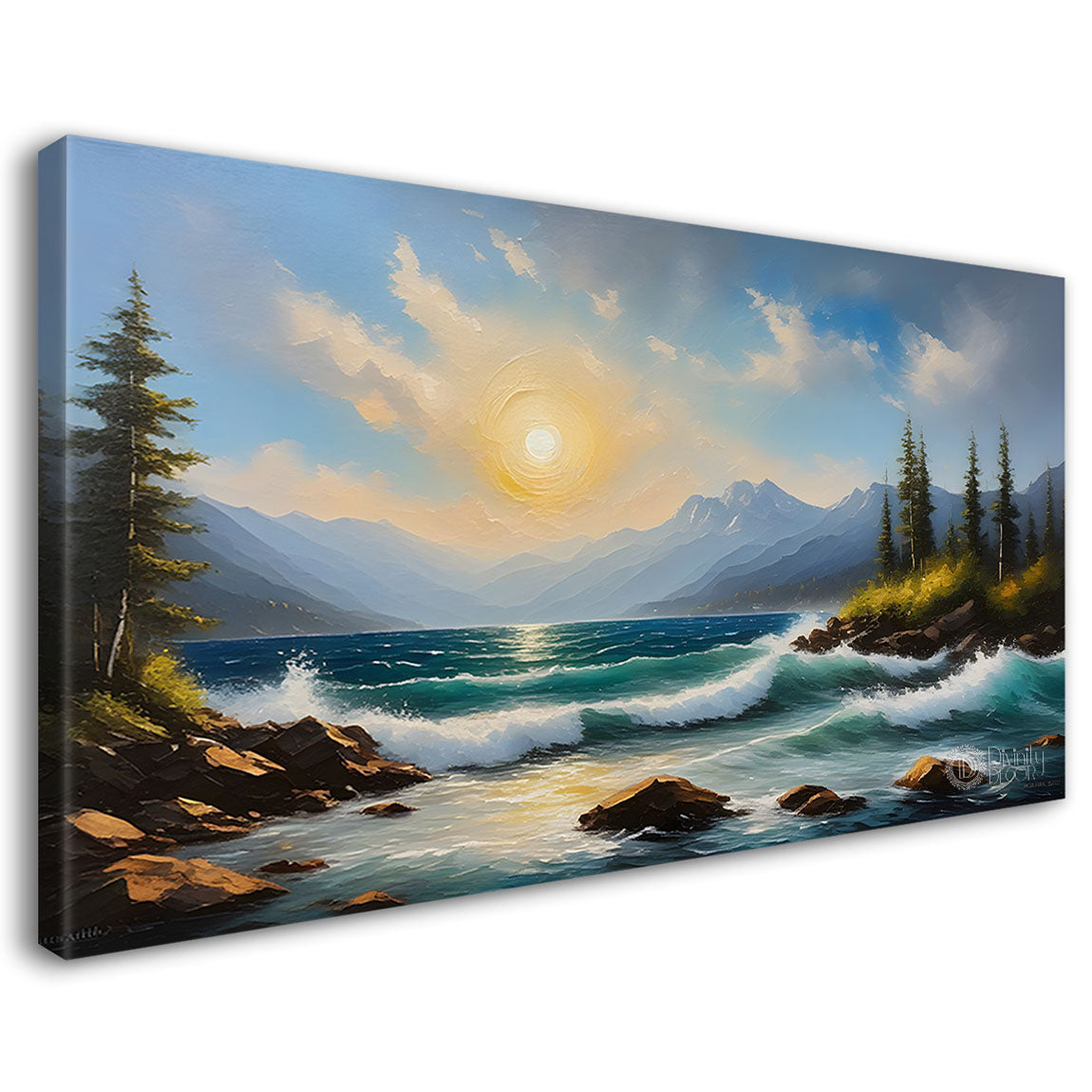 Mountains with trees painting Canvas Painting - Nature Art -284