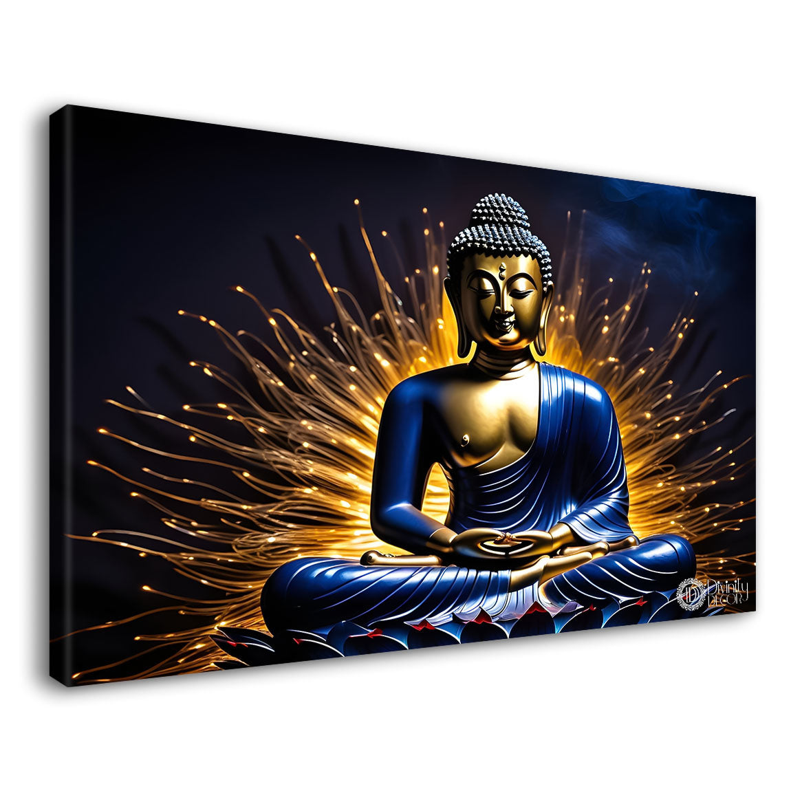Buddha with dark and yellow textured background painting Canvas Wall Painting - Buddha-285