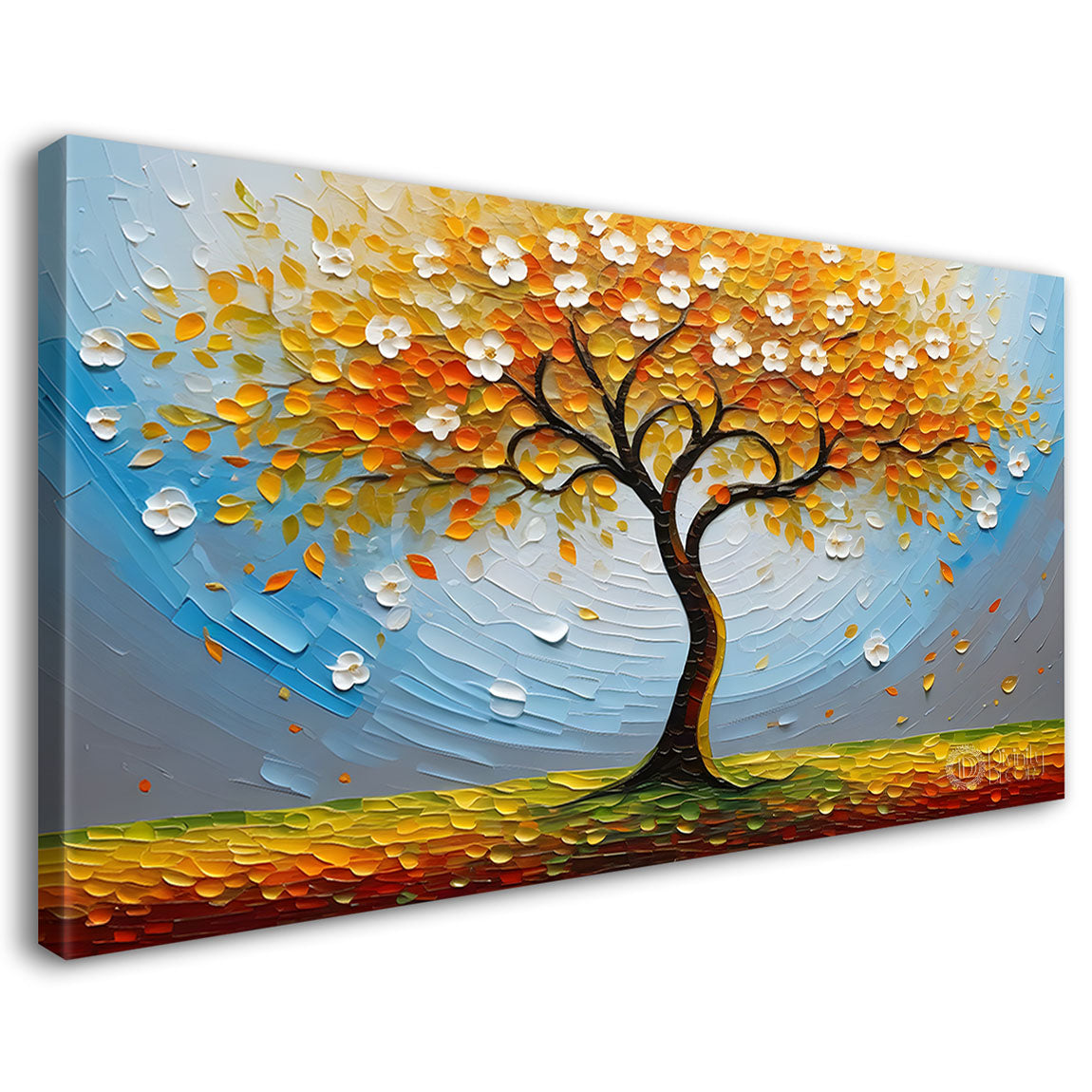 Orange tree in textured modern art- Design - Tree-285