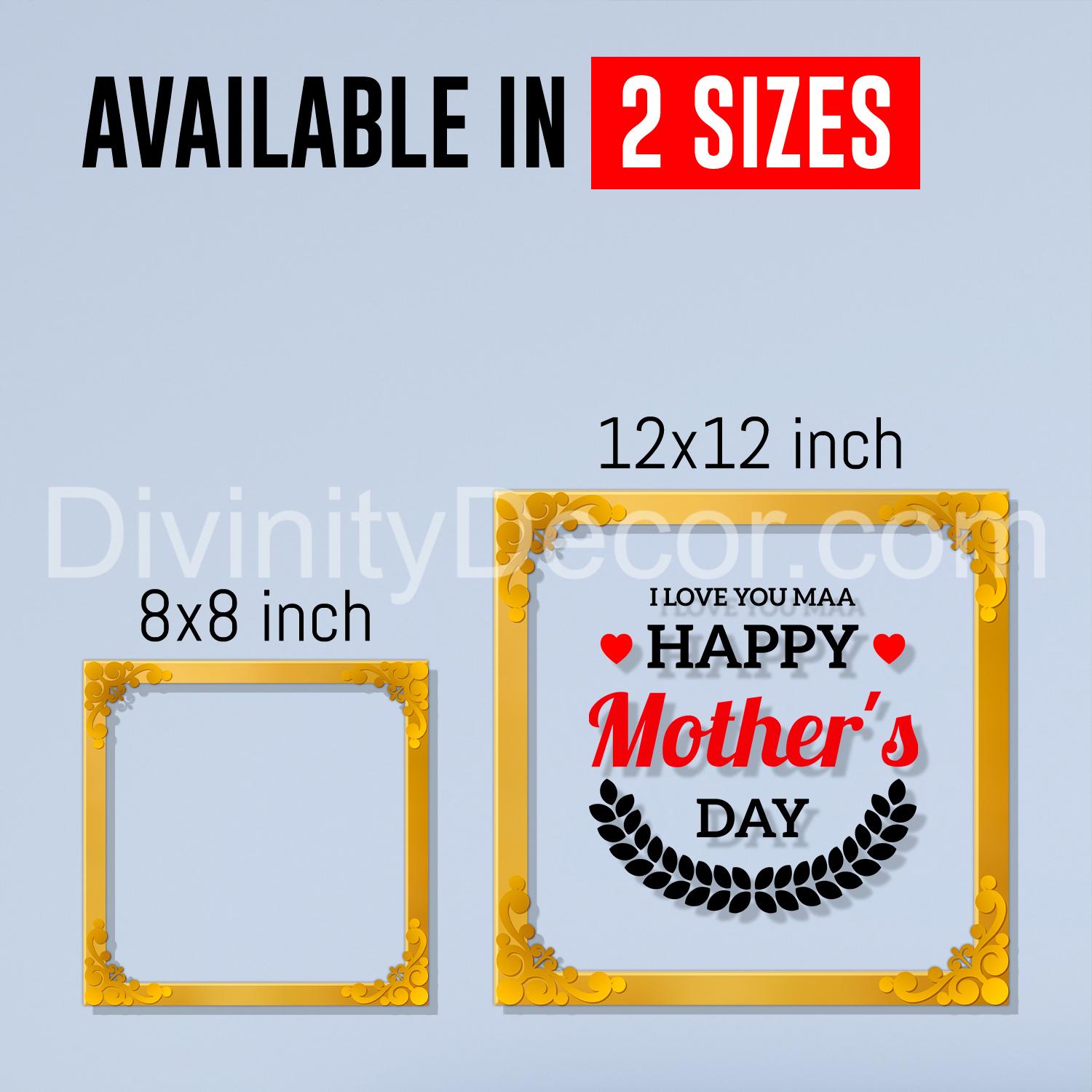 Happy mother's day Golden Plaque for Gifting, Wall Décor Clear UV print with Golden Border-286