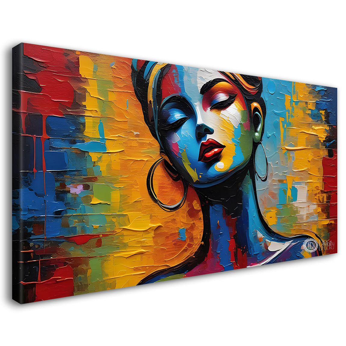 Beautiful lady textured modern art Canvas Painting - Design - Modern-L-287