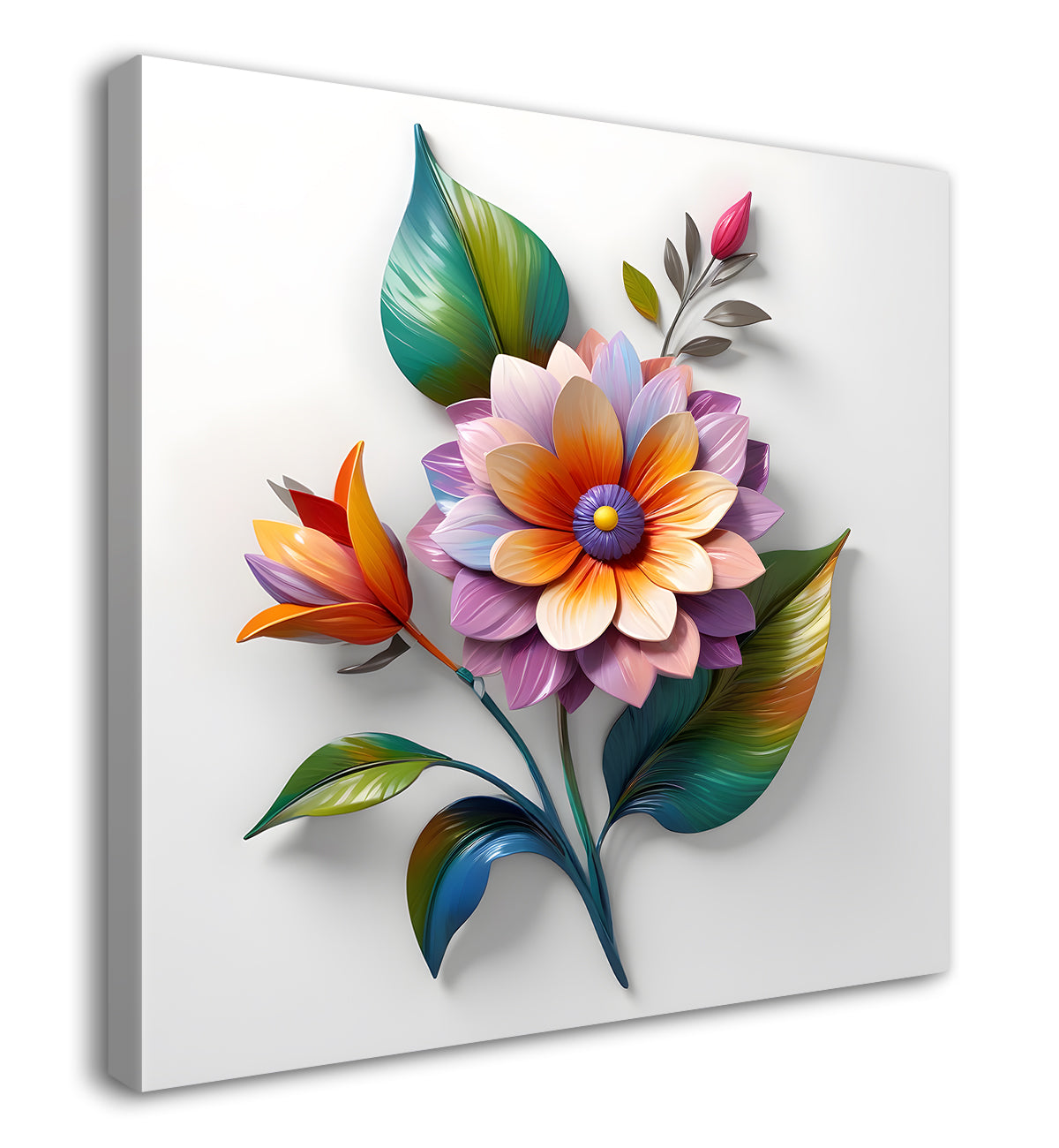 Colourful flower in white background painting - Flower-S-287