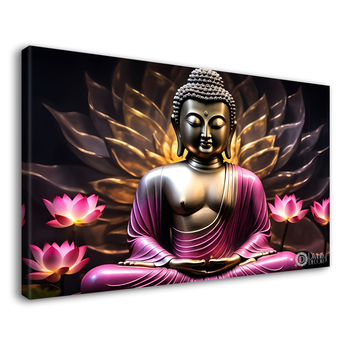 Buddha with dark and yellow textured background painting Canvas Wall Painting - Buddha-288