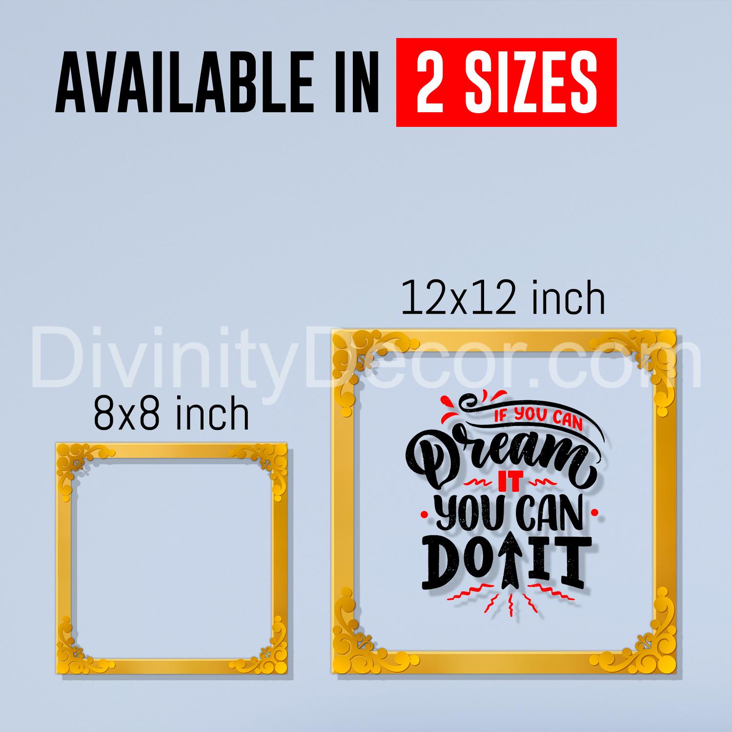 Motivational quote Golden Plaque for Gifting, Wall Décor Clear UV print with Golden Border-288