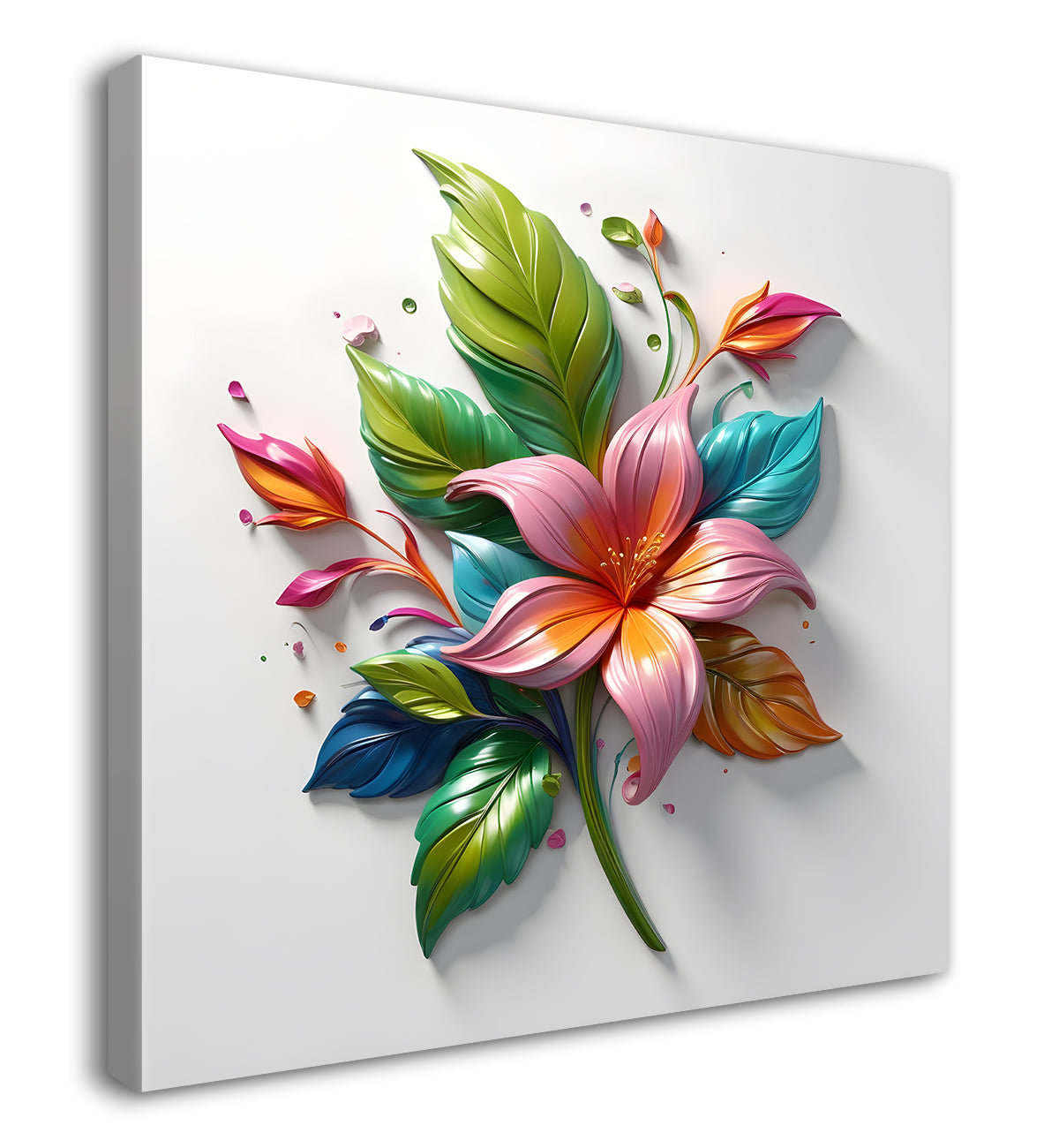 Colourful flower in white background painting - Flower-S-288