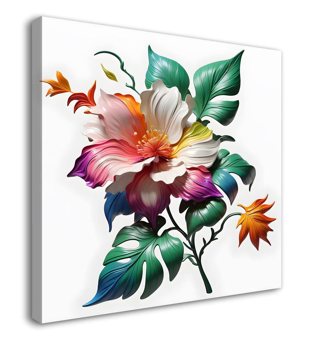 Colourful flower in white background painting - Flower-S-289