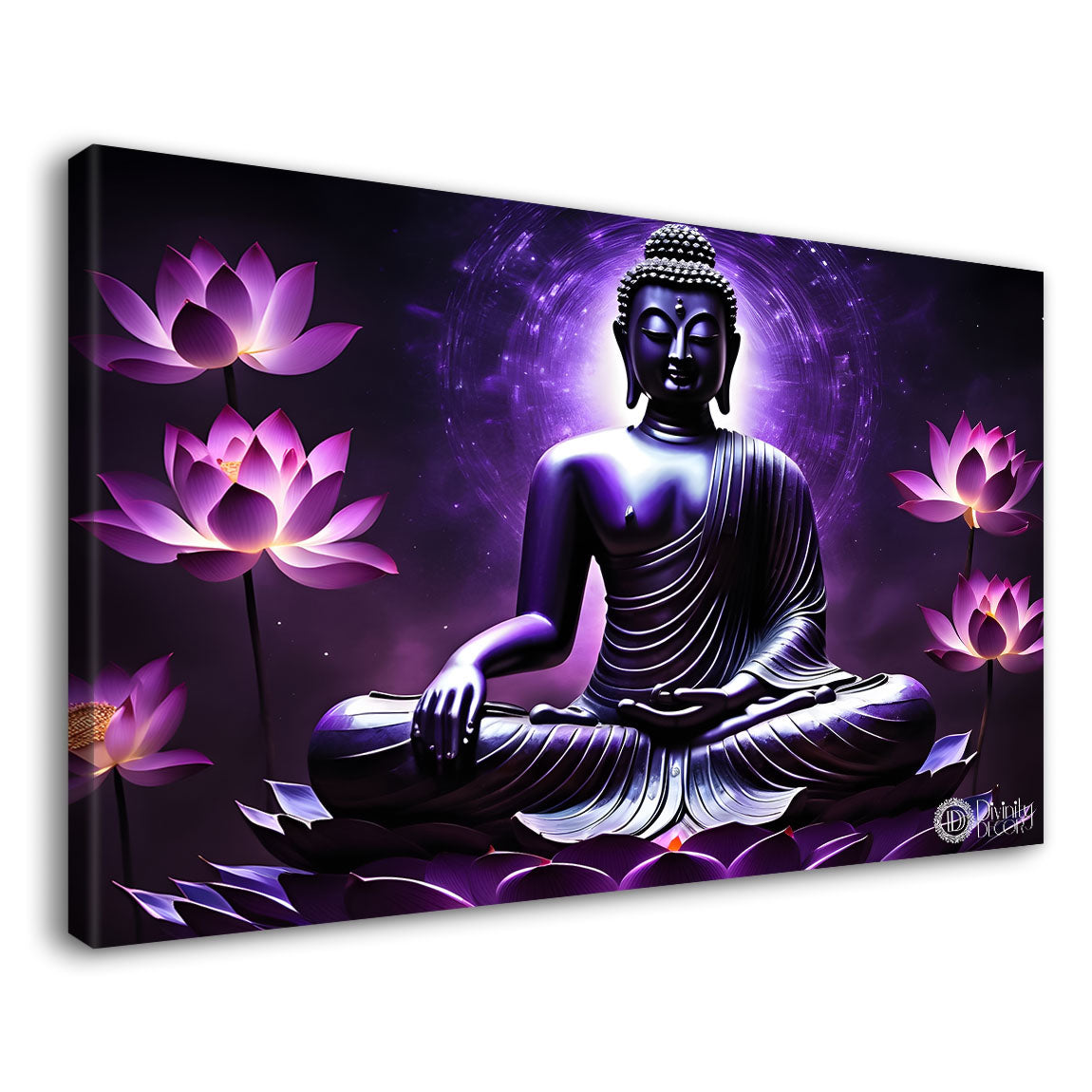 Buddha in purple textured background painting Canvas Wall Painting - Buddha-290