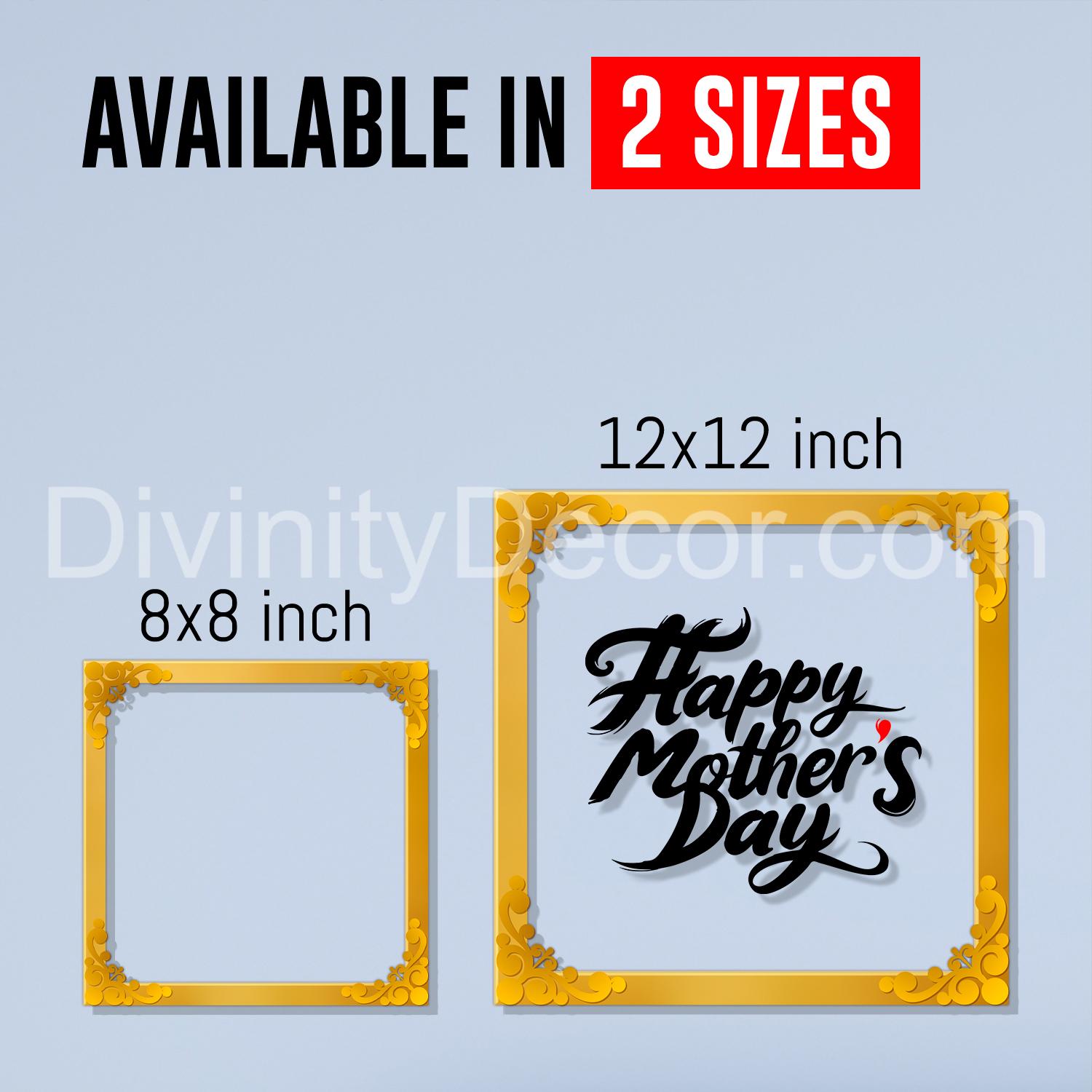 Happy mother's day Golden Plaque for Gifting, Wall Décor Clear UV print with Golden Border-290