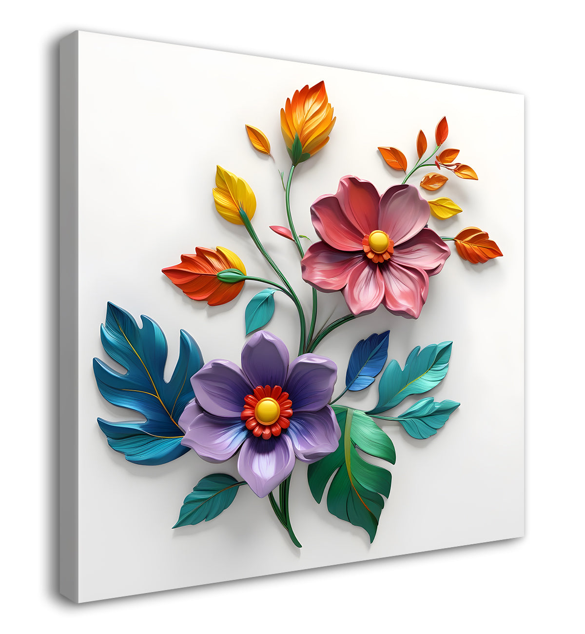 Colourful flower in white background painting - Flower-S-290