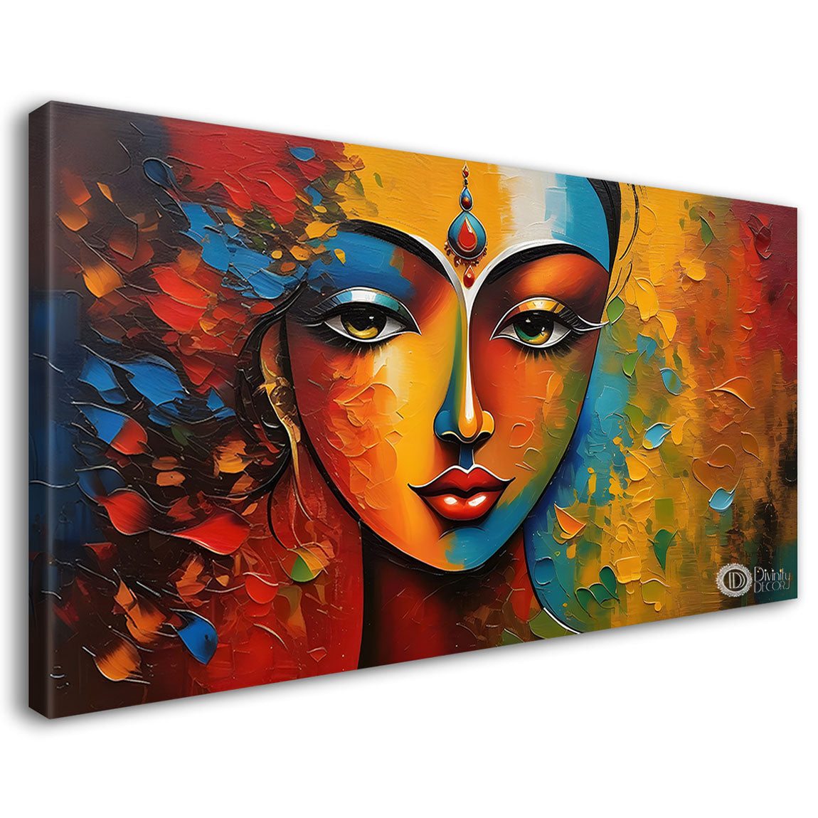 Beautiful woman with colorful background modern art Canvas Painting - Design - Modern-L-290