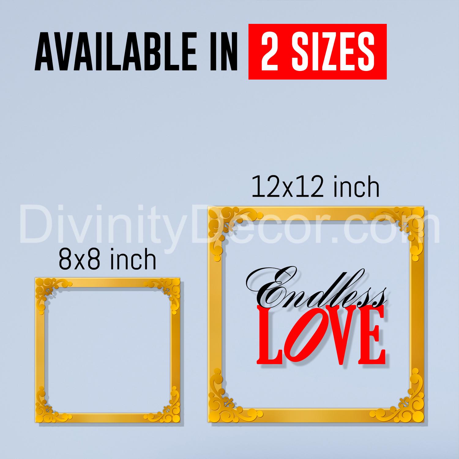 Endless love Golden Plaque for Gifting, Wall Décor Clear UV print with Golden Border-291