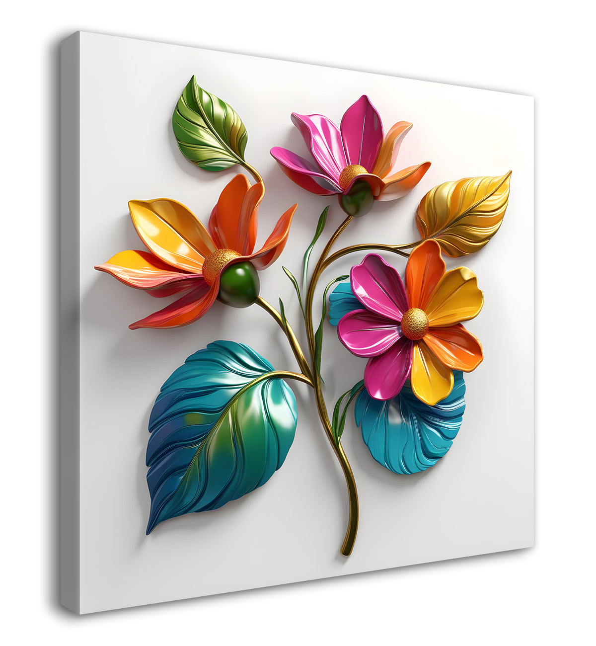 Colourful flower in white background painting - Flower-S-291