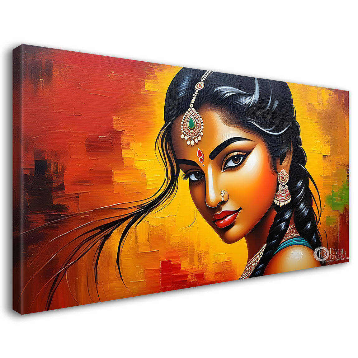 Beautiful lady textured modern art Canvas Painting - Design - Modern-L-292