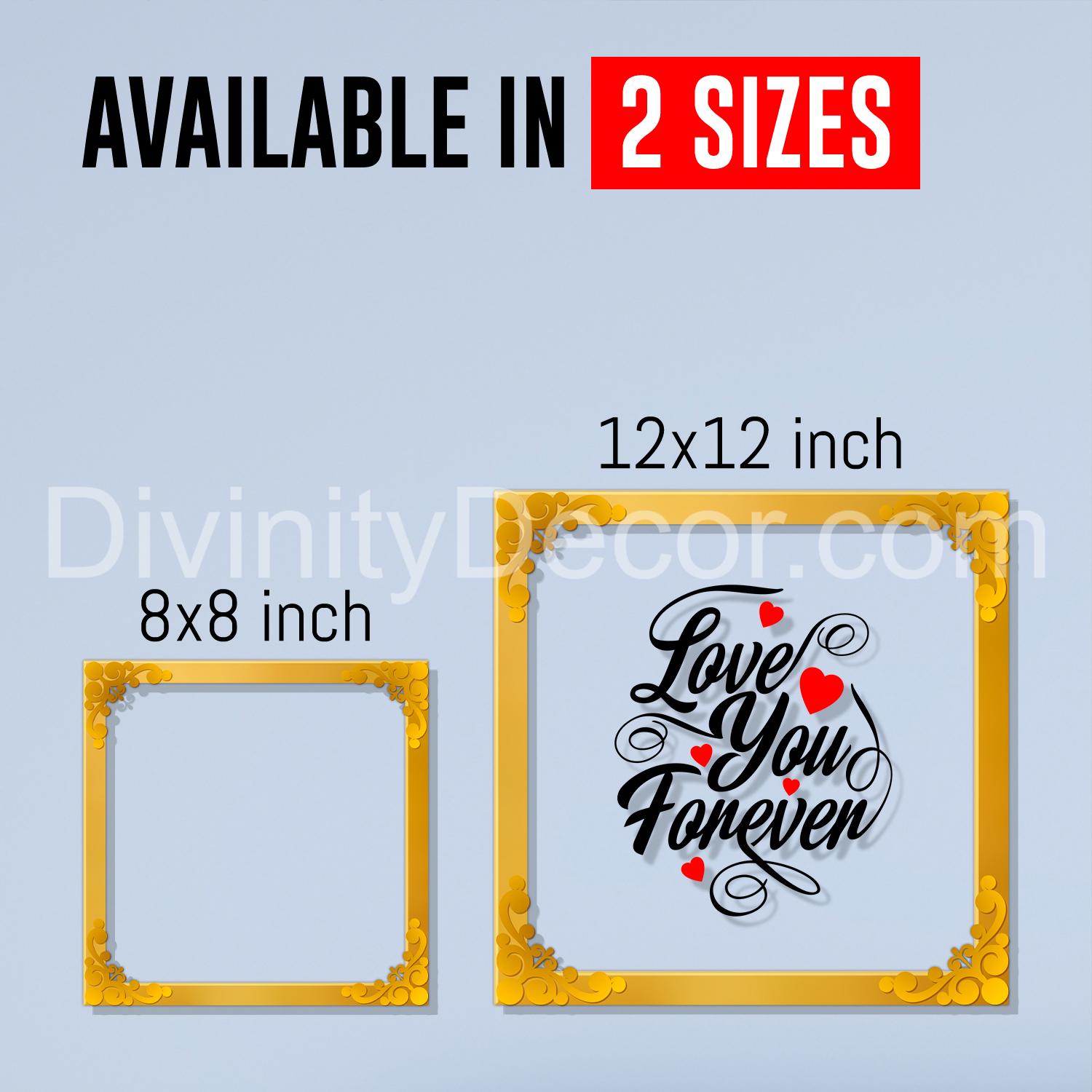 Love you forever Golden Plaque for Gifting, Wall Décor Clear UV print with Golden Border-293