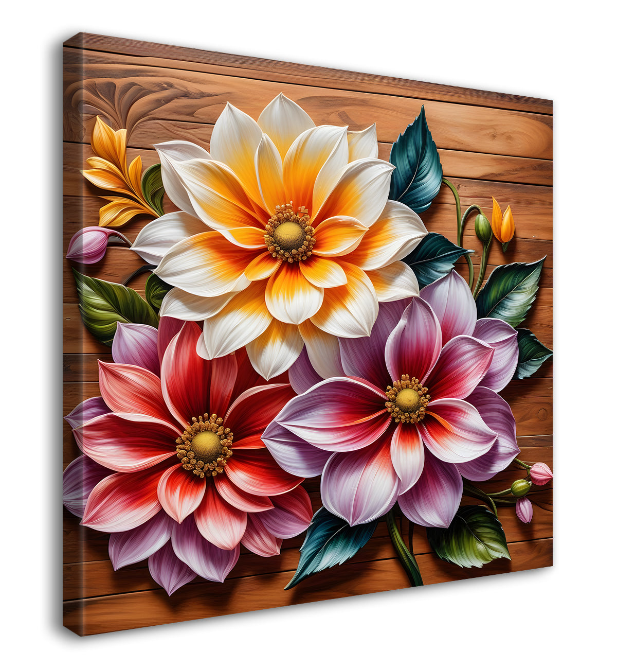 Colourful flower in brown background painting - Flower-S-294