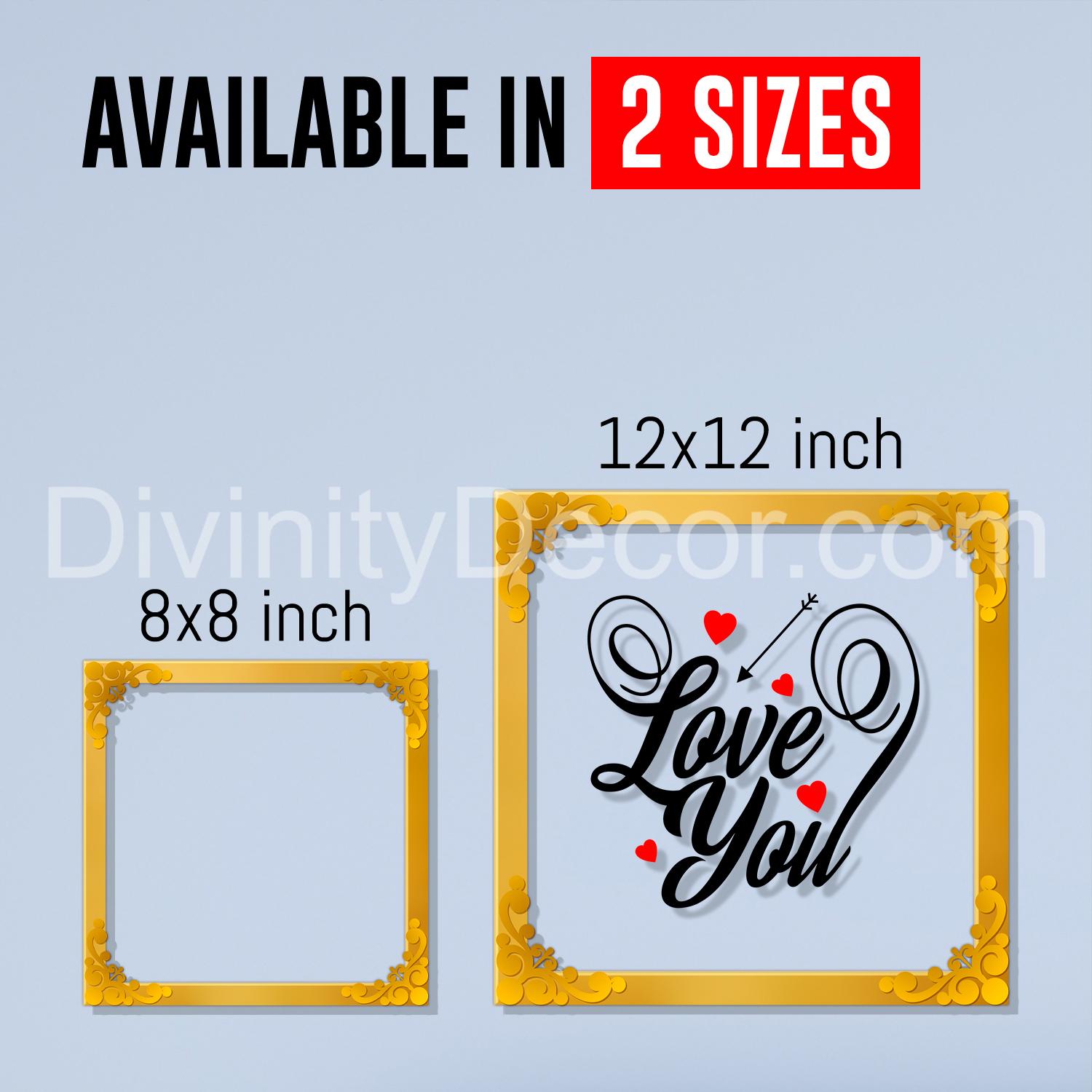 Love you Golden Plaque for Gifting, Wall Décor Clear UV print with Golden Border-296