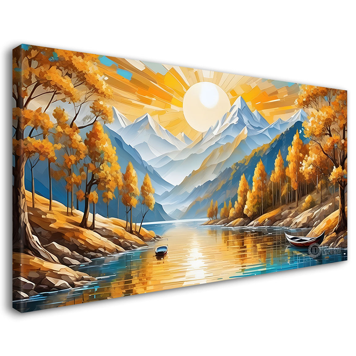 Yellow trees and mountains painting Canvas Painting - Nature Art -296