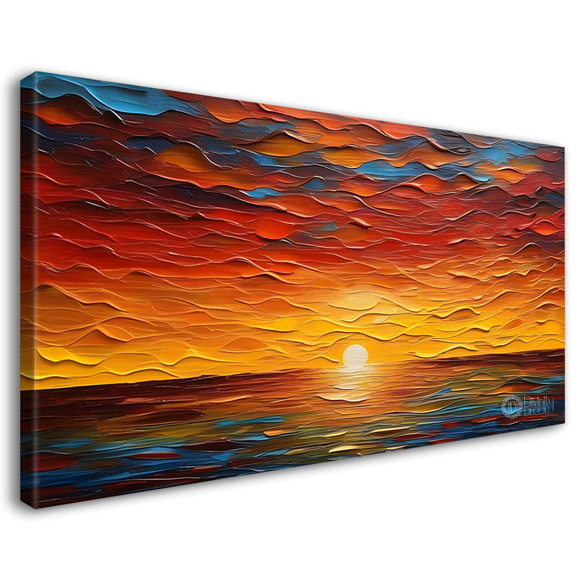 Sunset view in textured painting Canvas Painting - Nature Art -297