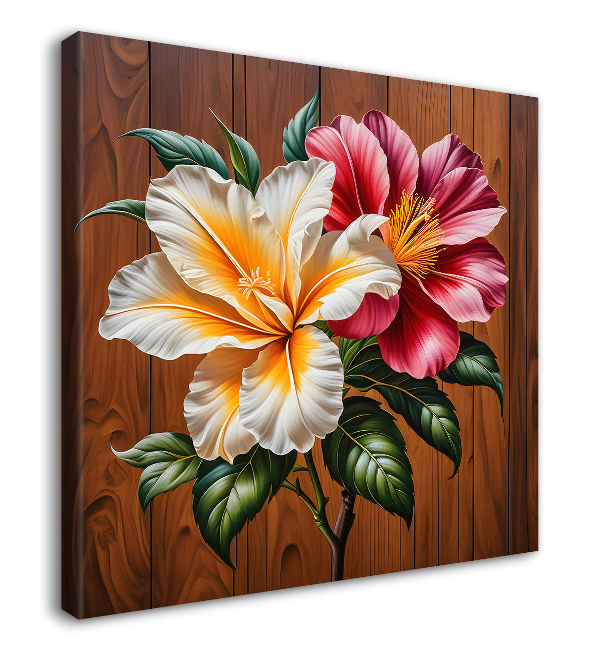 Colourful flower in brown background painting- Flower-S-297