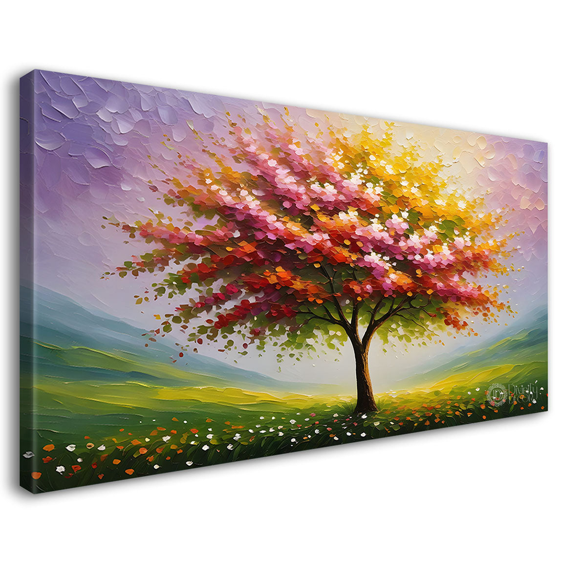 Colorful tree in textured modern art- Design - Tree-297