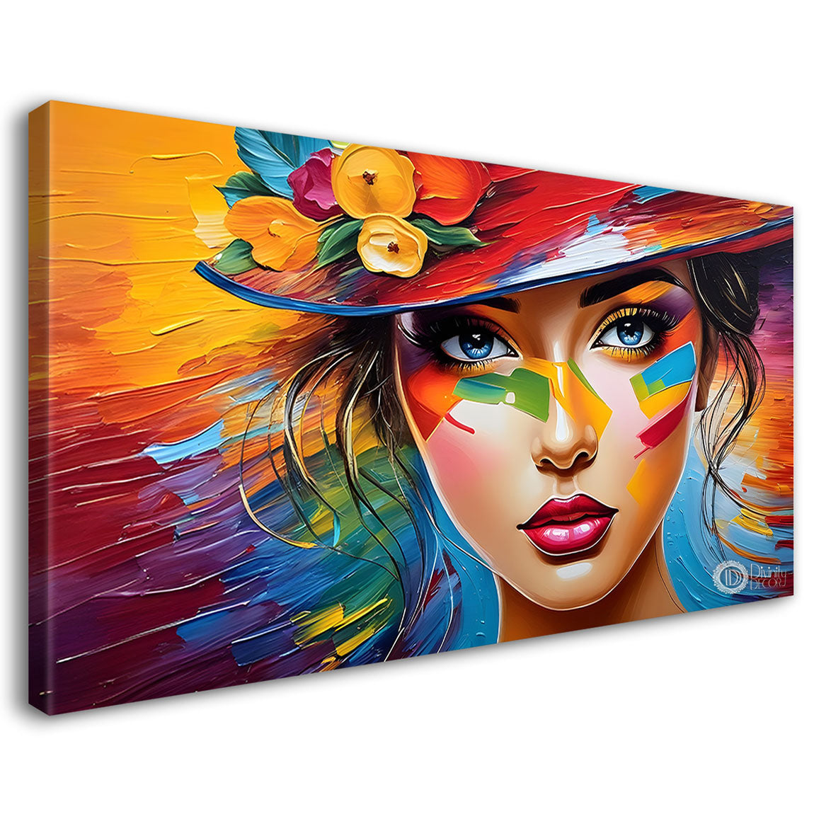 Beautiful lady textured modern art Canvas Painting - Design - Modern-L-298
