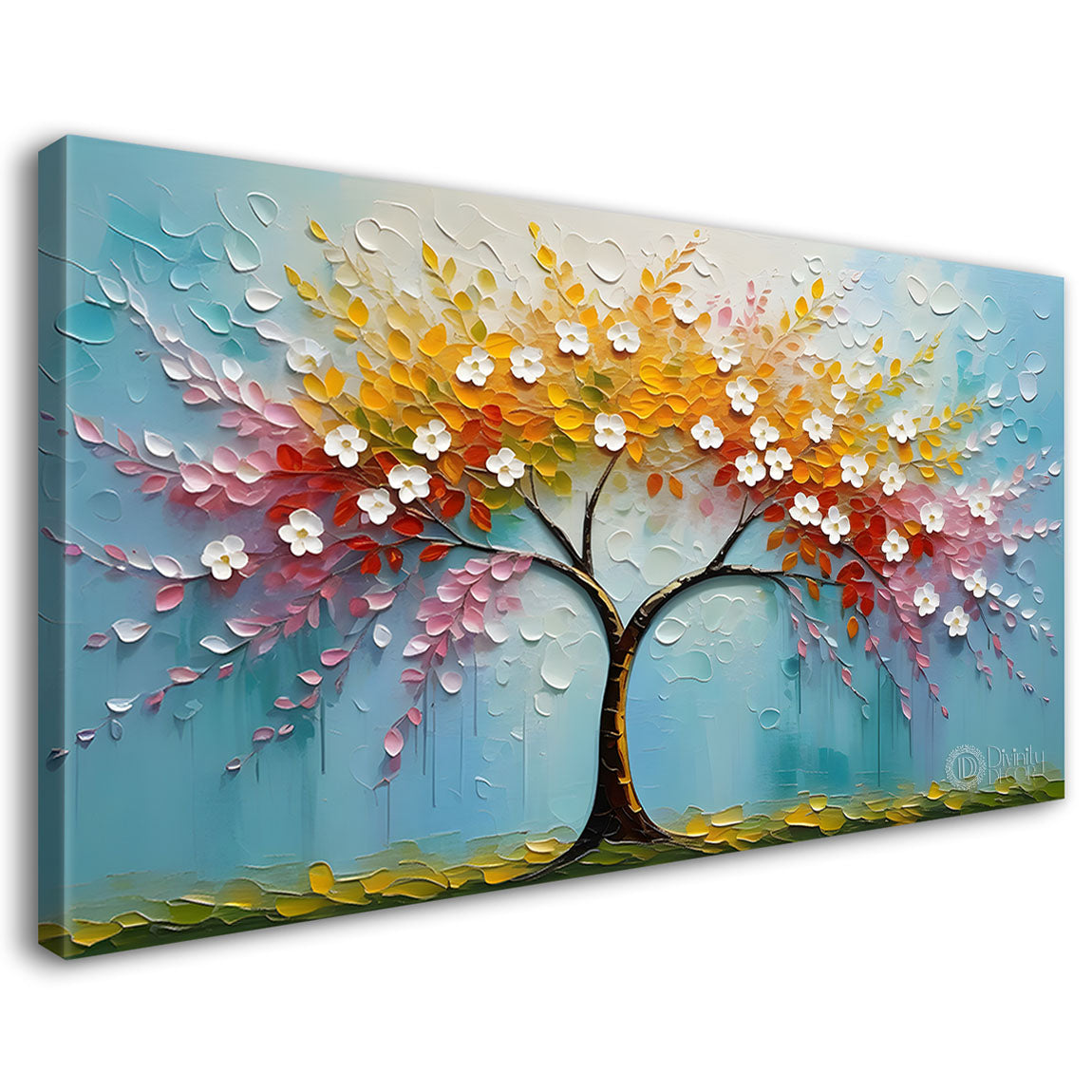 Colorful tree in textured modern art- Design - Tree-298
