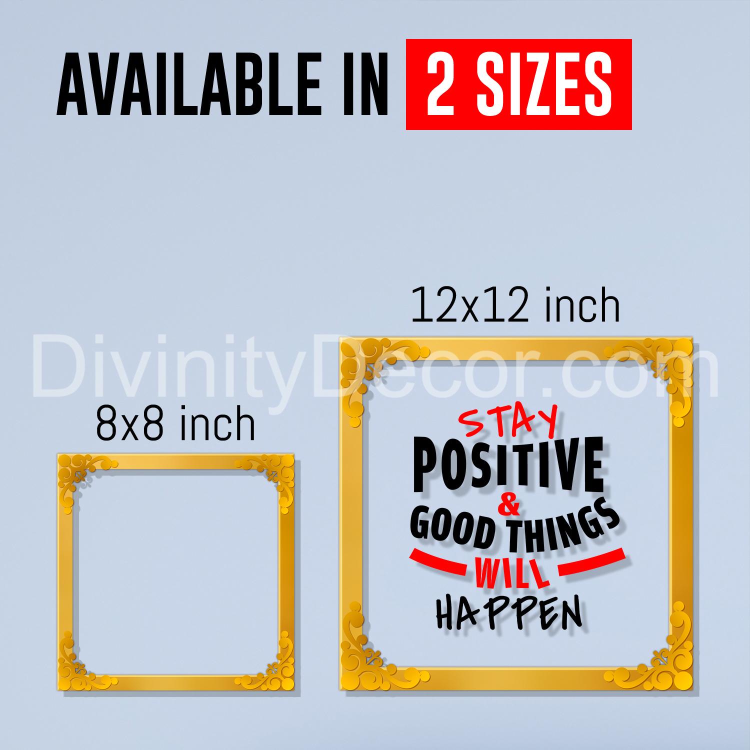 Positive quote Golden Plaque for Gifting, Wall Décor Clear UV print with Golden Border-299