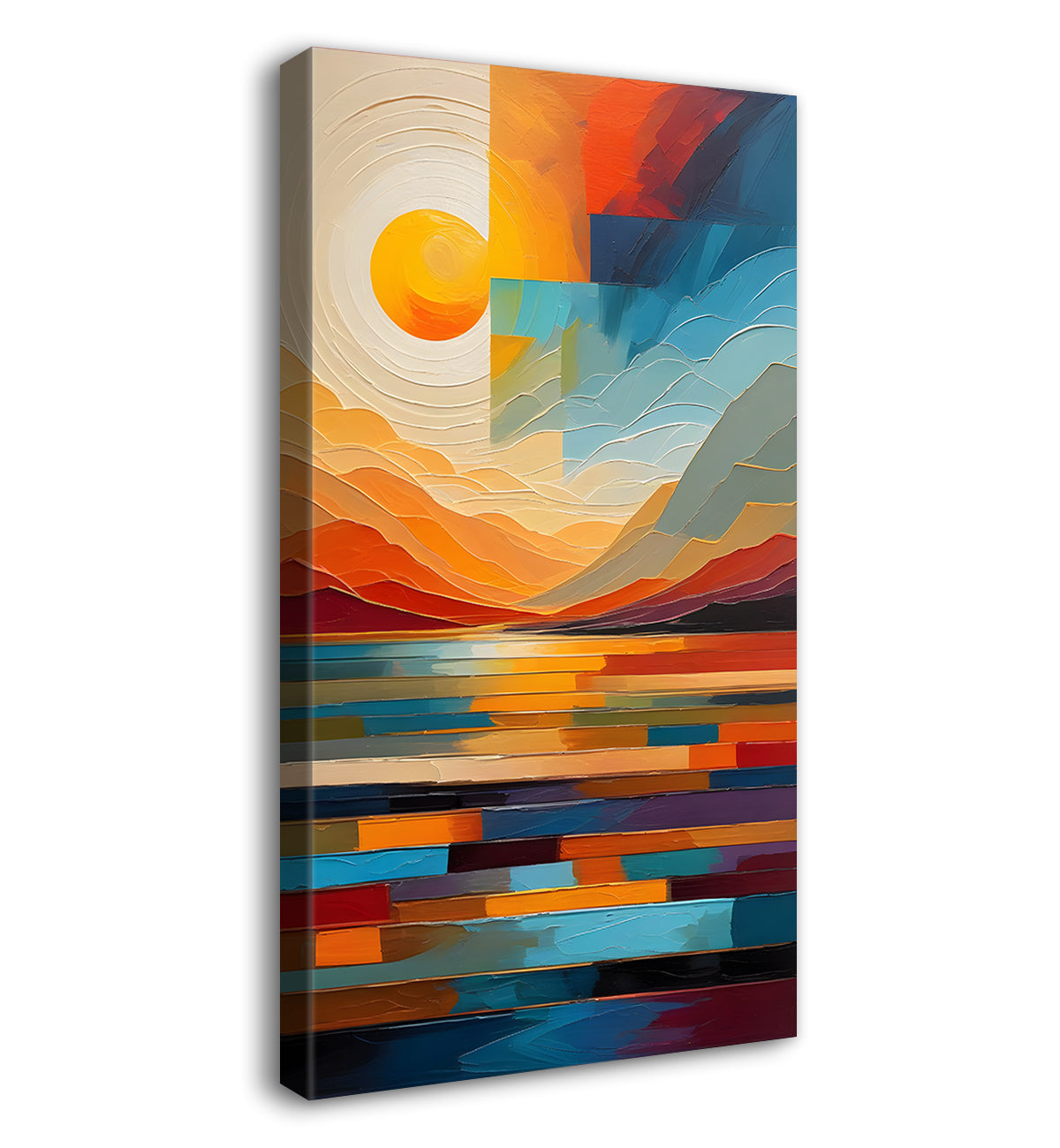 Sunset with colourful background modern art painting Canvas Painting - Design - Modern-V-29