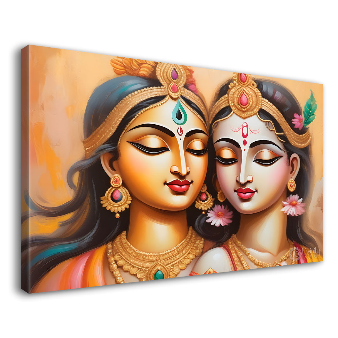 Radha Krishna face in light background painting Canvas Painting - Design - Krishna-29