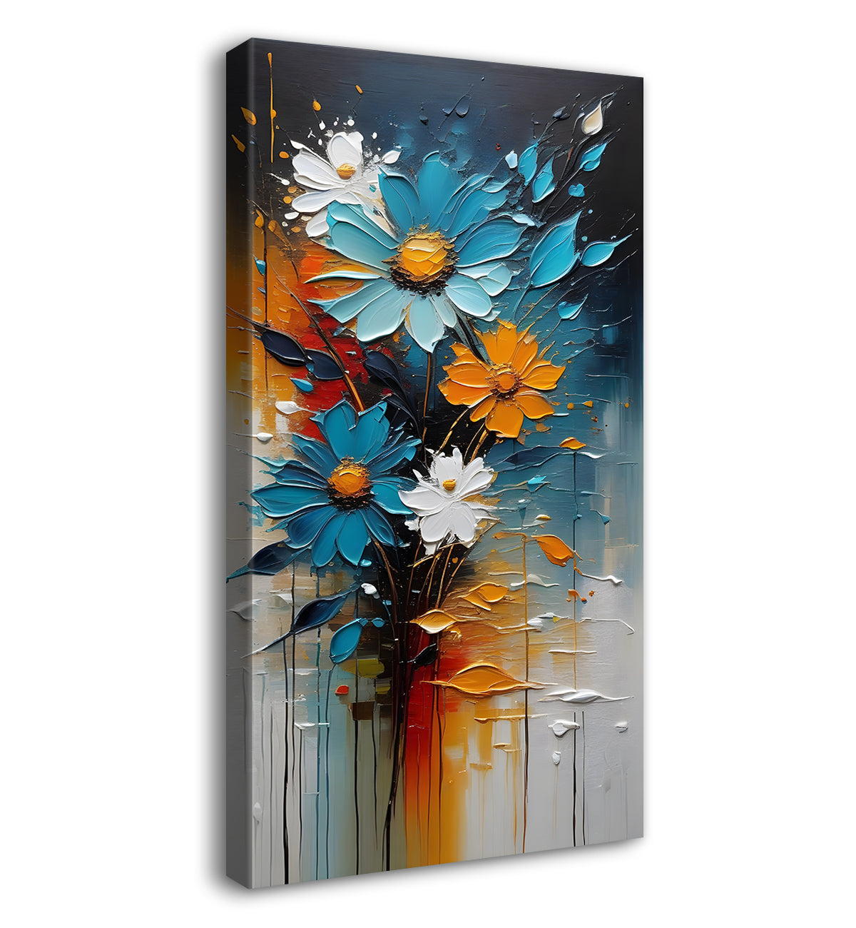 Colouful flowers textured natural art Canvas Painting - Nature Art -V-29