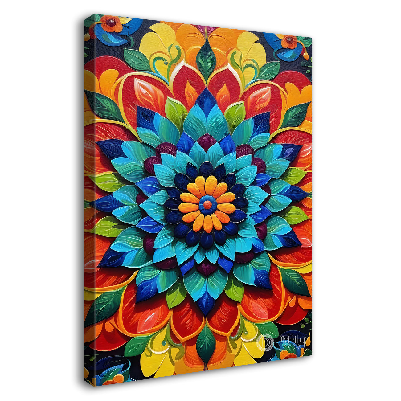 Colourful flower in mandala design textured painting - Flower-V-2