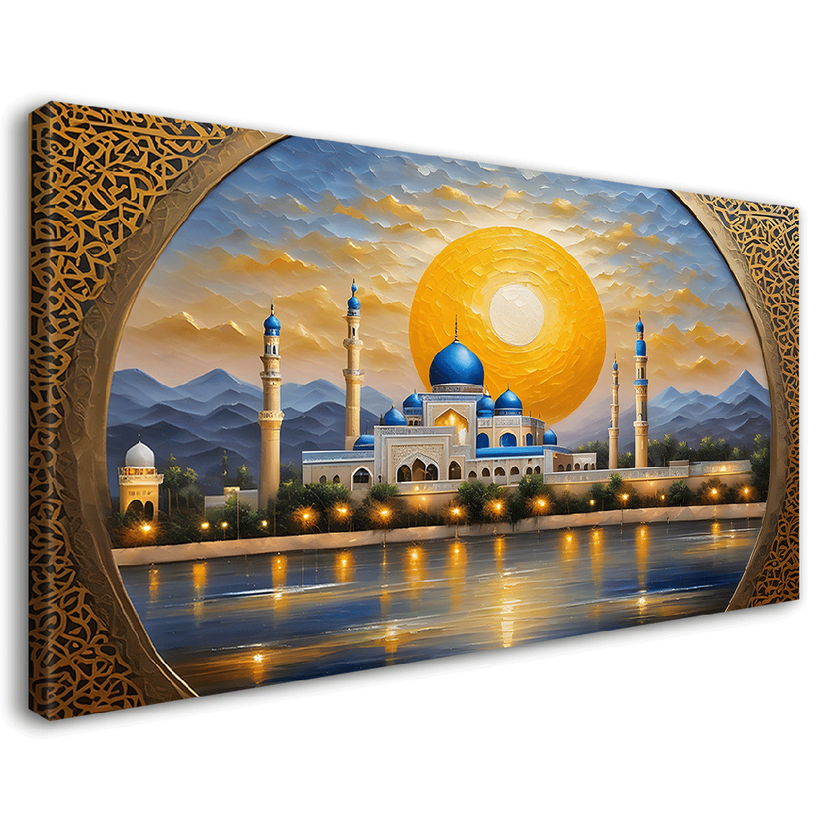 Islamic mosque with sunrise oil painting Canvas Painting - Islamic paintings - 3
