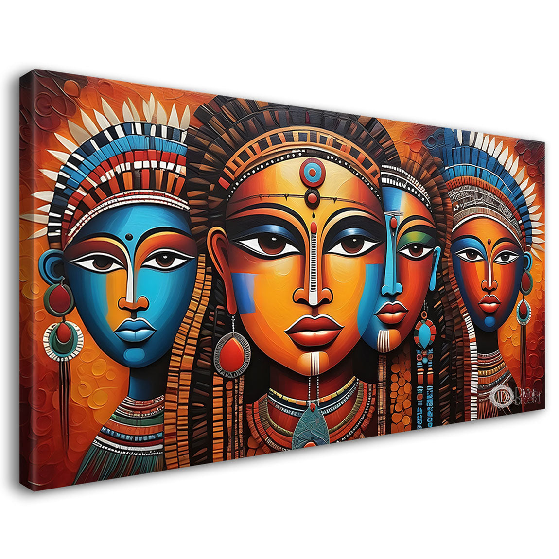 Beautiful tribal women textured modern art Canvas Painting - Design - Modern-L-300