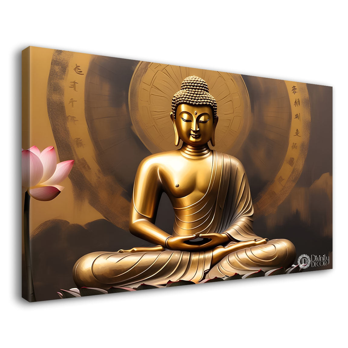Golden buddha in golden background textured painting Canvas Wall Painting - Buddha-301